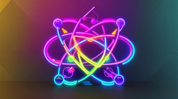 Icône d'enseignement des sciences atomiques graphique numérique au néon vectoriel