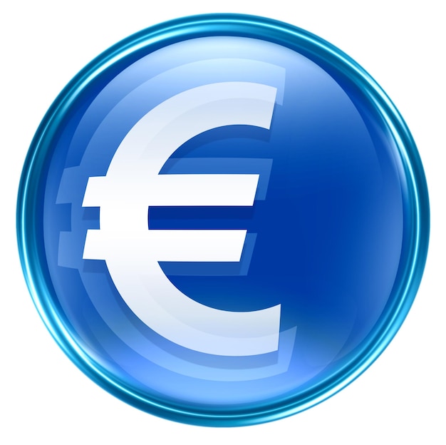Photo icône de l'euro isolée en bleu sur blanc