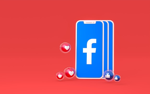 Icône Facebook sur les réactions du smartphone et de l'écran Facebook