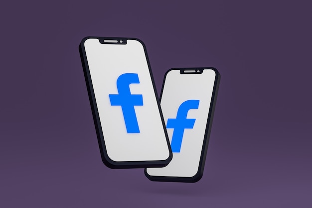 Icône Facebook sur le rendu 3D des téléphones mobiles à l'écran