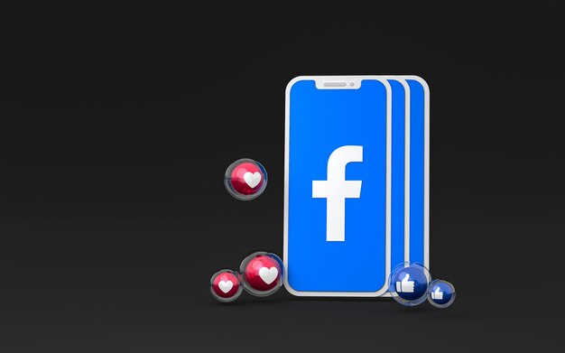 Icône Facebook sur smartphone écran et réactions facebook