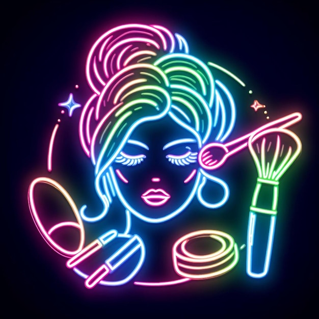 Photo icône de femme de salon de couleur néon