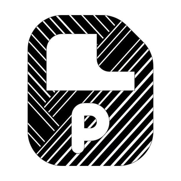 Photo icône de fichier powerpoint lignes diagonales blanches et noires