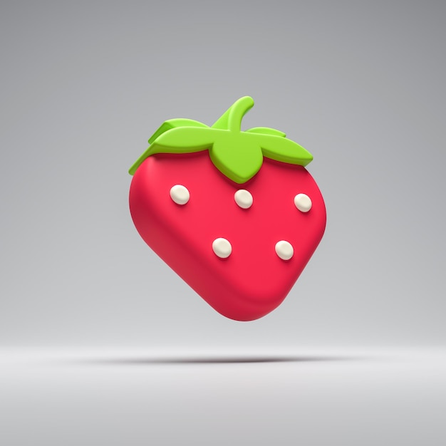 Icône de fraise sur fond gris rendu 3d