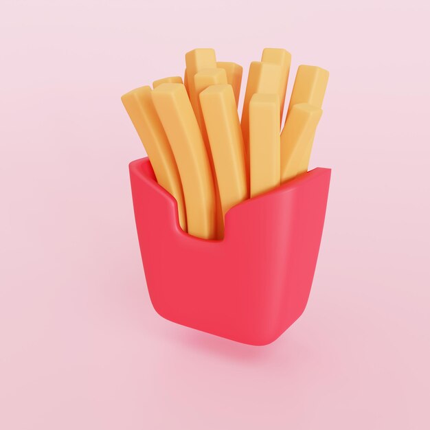 Icône de frites Cartoon BBQ Food Art Illustration Snack Fast Food 3D illustration background