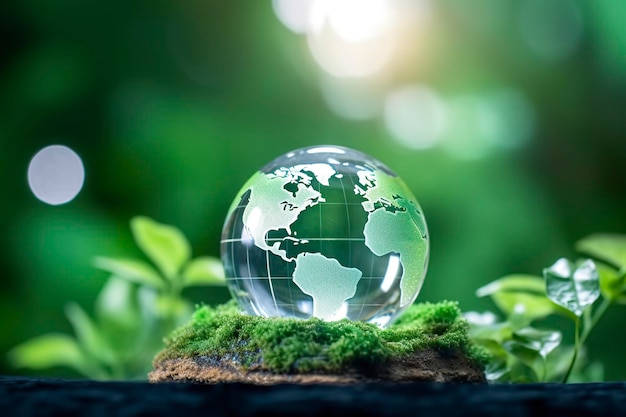 Icône de globe de cristal pour le concept de gouvernance sociale de l'environnement AI générative