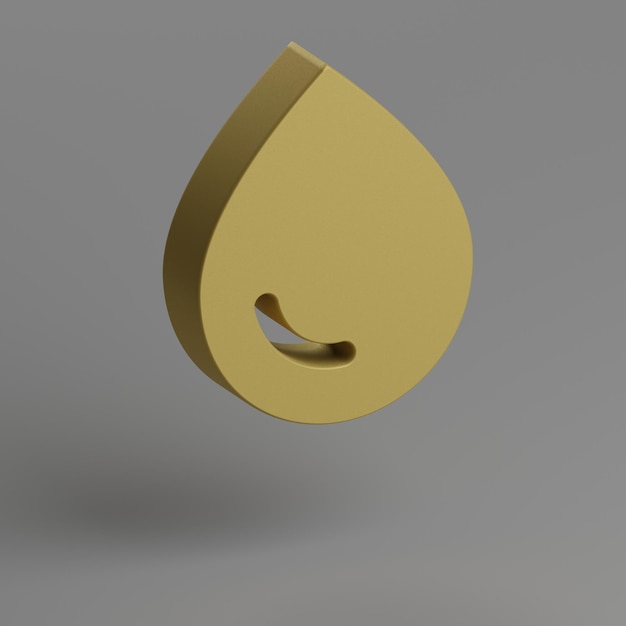 Icône de goutte d'eau Symbole jaune Icones sociales sur fond gris Illustration de rendu 3D Arrière-plan