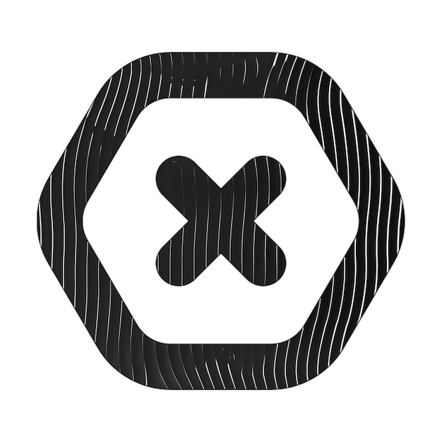 Photo l'icône de l'hexagone fois la texture des lignes blanches noires
