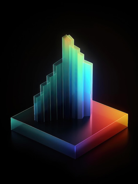 Une icône d'histogramme avec une vue isométrique en verre translucide Generative AI