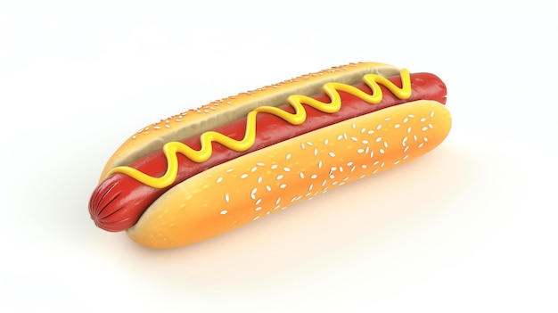 Une icône de hot-dog en 3D à l'eau à la bouche qui a l'air absolument délicieuse avec chaque détail parfaitement conçu cette image simple mais séduisante capture l'essence de la str préférée de l'Amérique