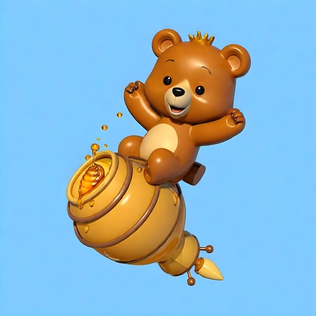 Icône d'illustration de bébé ours mignon Monnaie Panda bambou Miel Art vectoriel 3d Cœur