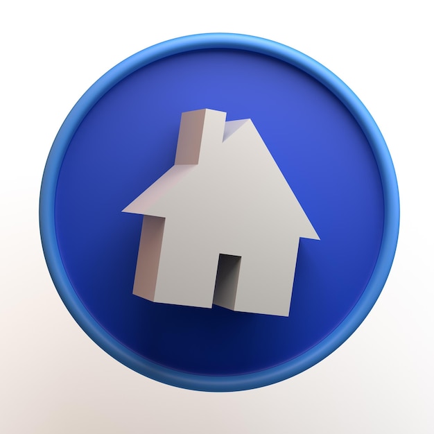 Icône de l'immobilier avec maison isolée sur fond blanc Illustration 3D de l'application