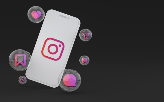 Icône Instagram sur l'écran du smartphone ou du rendu 3d du téléphone mobile