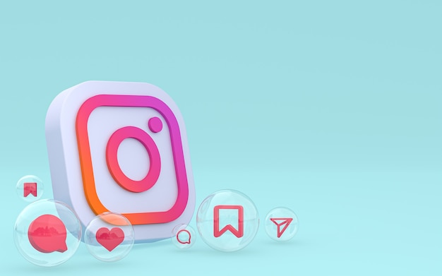 Icône Instagram sur le rendu 3d du smartphone ou du téléphone portable à l'écran