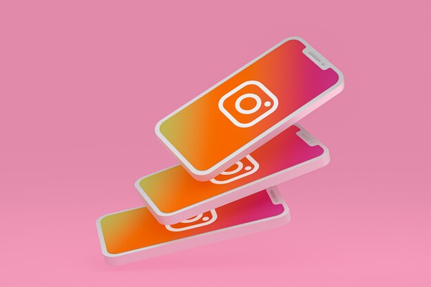 Icône D'instagram Sur Le Rendu 3d D'un Smartphone Ou D'un Téléphone Portable à L'écran