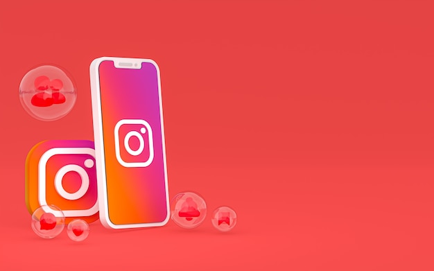 Icône d'Instagram sur le smartphone d'écran ou les réactions mobiles et instagram aiment rendre