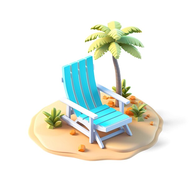 Icône isométrique low poly de vacances d'été