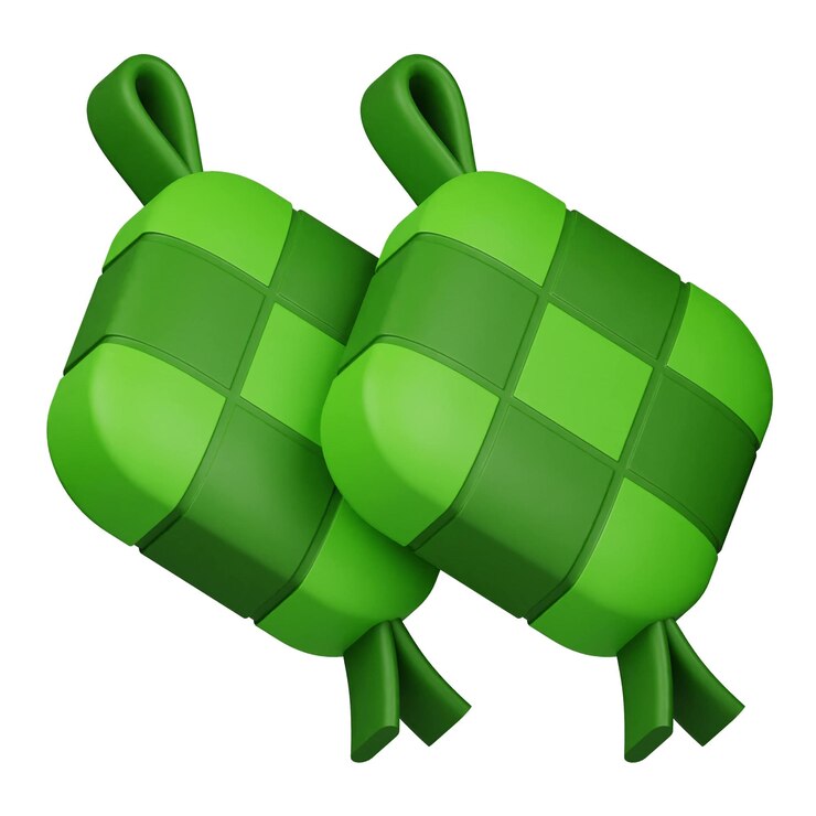 Photo icône ketupat 3d isolée sur le fond blanc