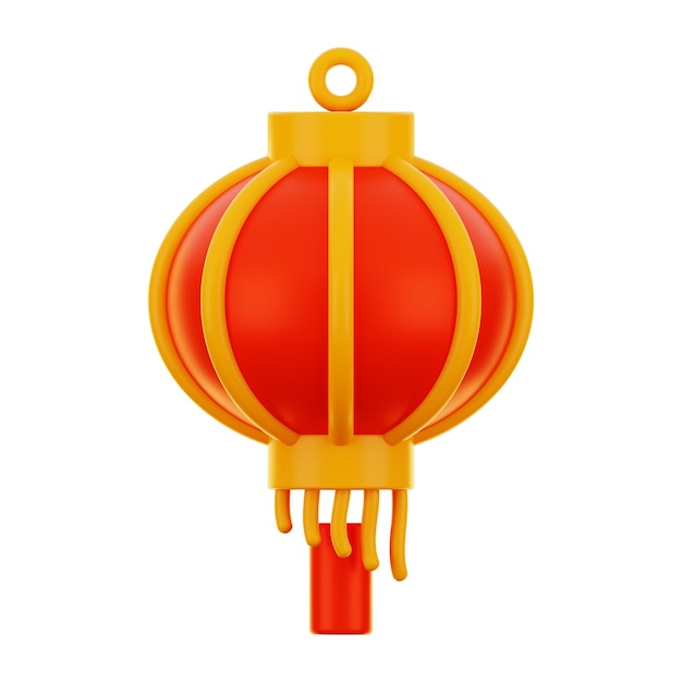 Icône de lanterne du Nouvel An chinois Premium rendu 3d sur fond isolé