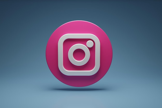 Photo icône de logo de médias sociaux de rendu 3d instagramxaon fond dégradé bleu