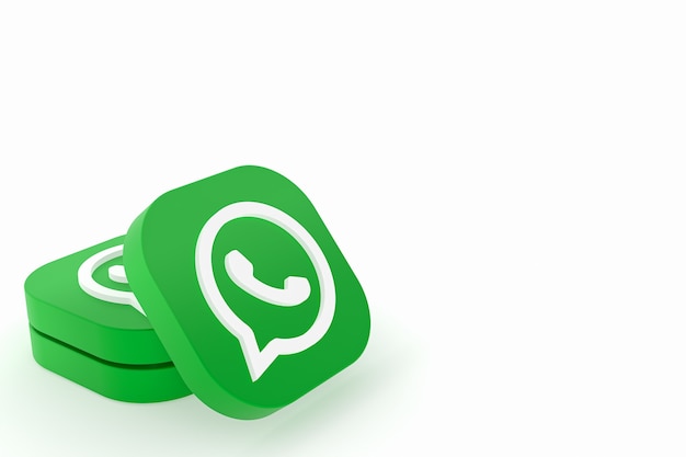 Icône de logo vert application Whatsapp rendu 3d sur blanc