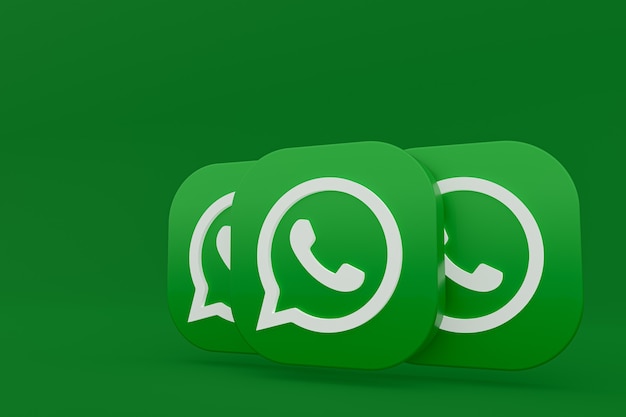 Icône de logo vert application Whatsapp rendu 3d sur fond vert