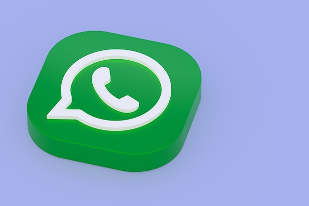 Icône de logo vert application Whatsapp rendu 3d sur violet