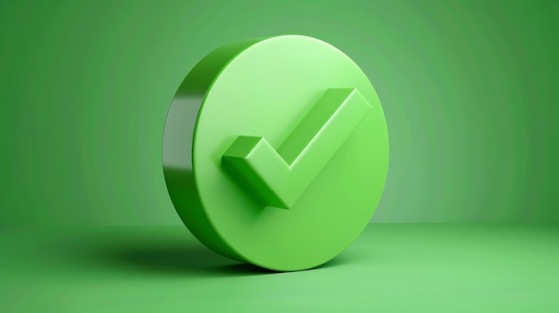 Une icône de marque de contrôle verte sur un fond vert La marque de contrôle est un symbole de réussite ou d'achèvement de l'approbation