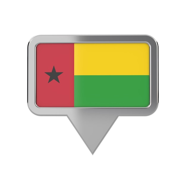 Icône de marqueur d'emplacement du drapeau de la Guinée-Bissau Rendu 3D