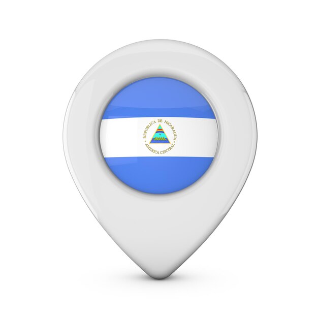 Icône de marqueur d'emplacement du drapeau nicaraguayen rendu 3D