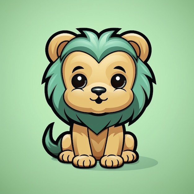 Icône de la mascotte du petit lion isolé à vecteur simple