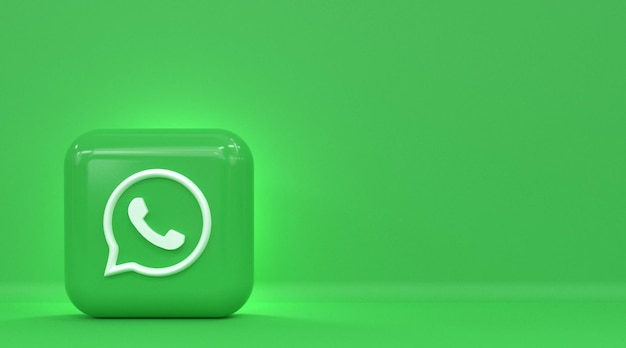 Icône de médias sociaux WhatsApp 3d Concept d'icône 3d brillant coloré rendu 3d pour la composition