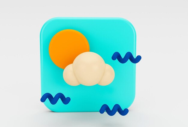 Icône météo nuage illustration 3d rendu 3d minimal