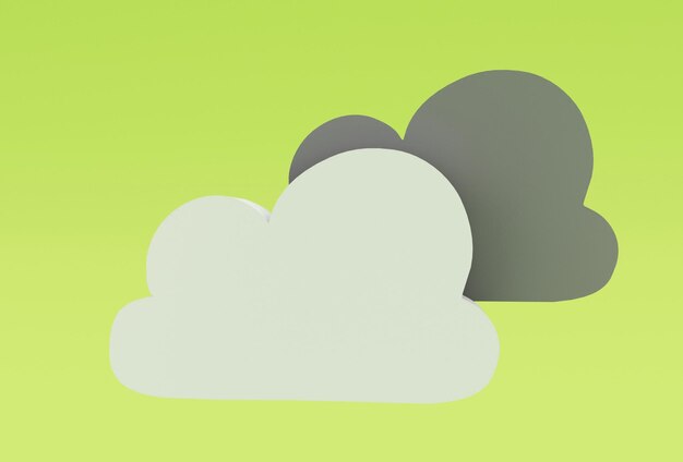 Icône météo nuage illustration 3d rendu minimal sur fond de conifères