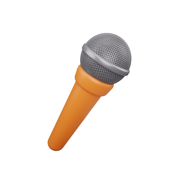 Icône de microphone 3D isolé sur fond blanc. Icône de microphone de rendu 3D isolé sur blanc. illustration de microphone 3D