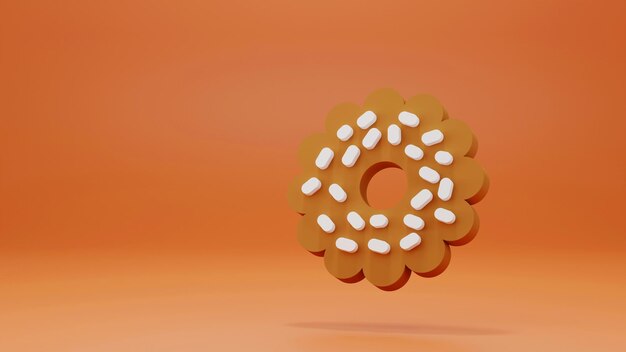 Photo icône minimale de cookies symbole en rendu 3d isolé sur fond orange