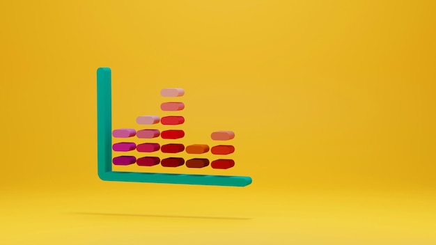 Icône minimale de l'égaliseur Symbole en rendu 3D isolé sur fond jaune