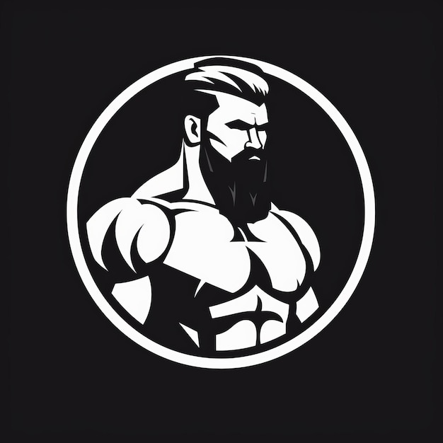 Icône musclée en noir et blanc Design graphique avec un look propre