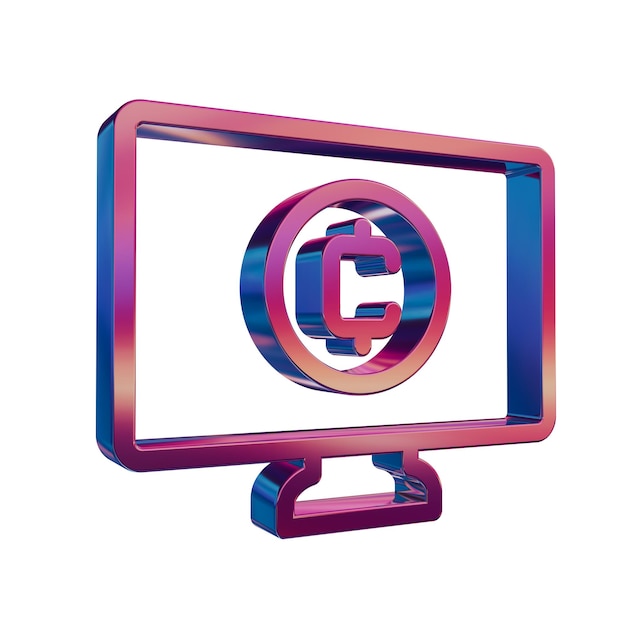 Icône néon rétro 3D Symbole de pièce de circuit de crypto-monnaie