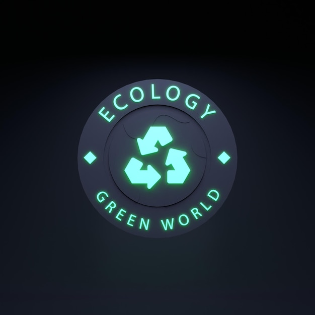 Icône néon sur le thème du rendu 3d du concept ECO Ecology