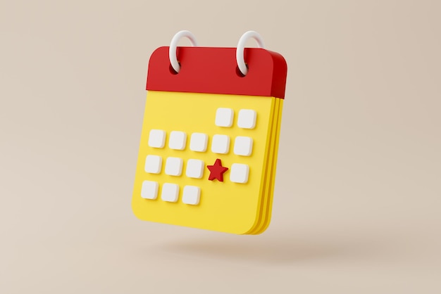 Icône De Notification Et Date Limite De Calendrier Sur Fond Marron Illustration De Rendu 3d