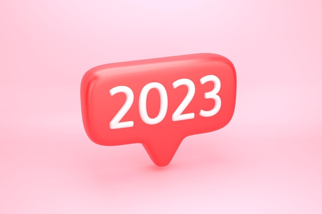 Photo icône de notification de médias sociaux rouge avec le numéro 2023