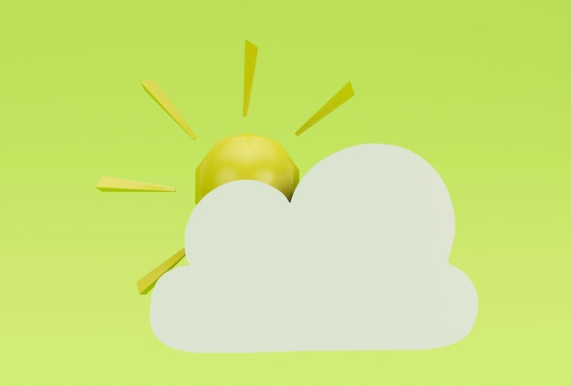 Icône nuage illustration 3d rendu minimal sur fond de conifères