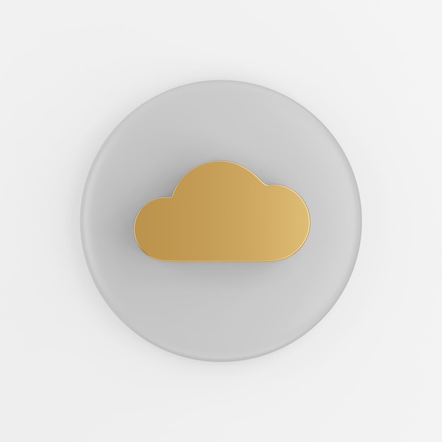 Icône de nuage plat or. Bouton clé rond gris de rendu 3D, élément d'interface ui ux.