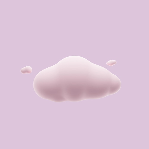 Icône de nuages doux de rendu 3d avec la couleur rose