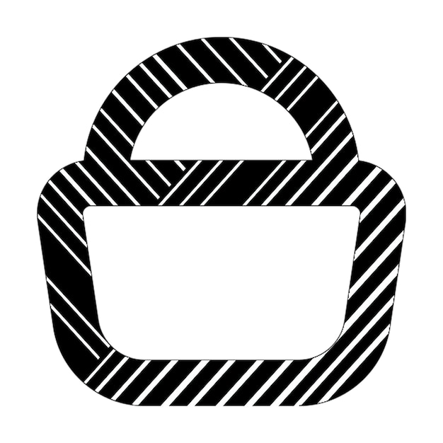 icône de panier d'achat simple lignes diagonales blanches et noires