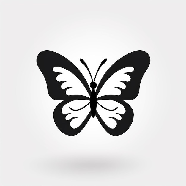 Icône de papillon minimaliste sur fond blanc