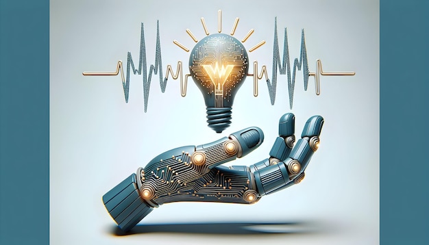 Icône plate 3D comme Innovation Pulse Hand avec des lignes abstraites pulsantes indiquant le pouls de l'innovation