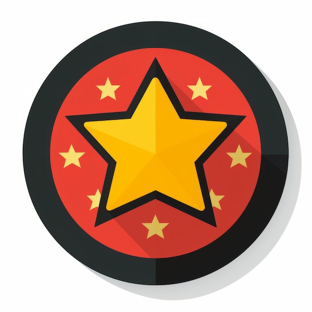 une icône plate d'une étoile sur fond rouge et jaune