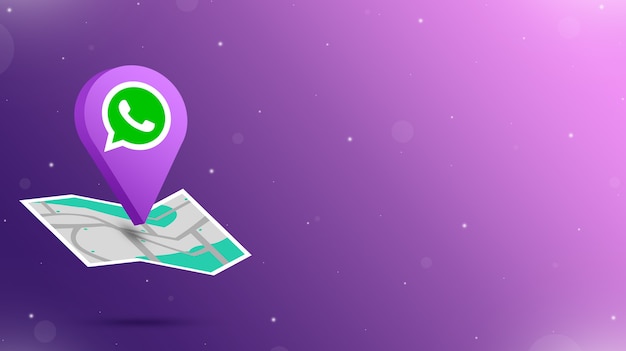 Icône de point de localisation avec logo WhatsApp sur la carte 3d